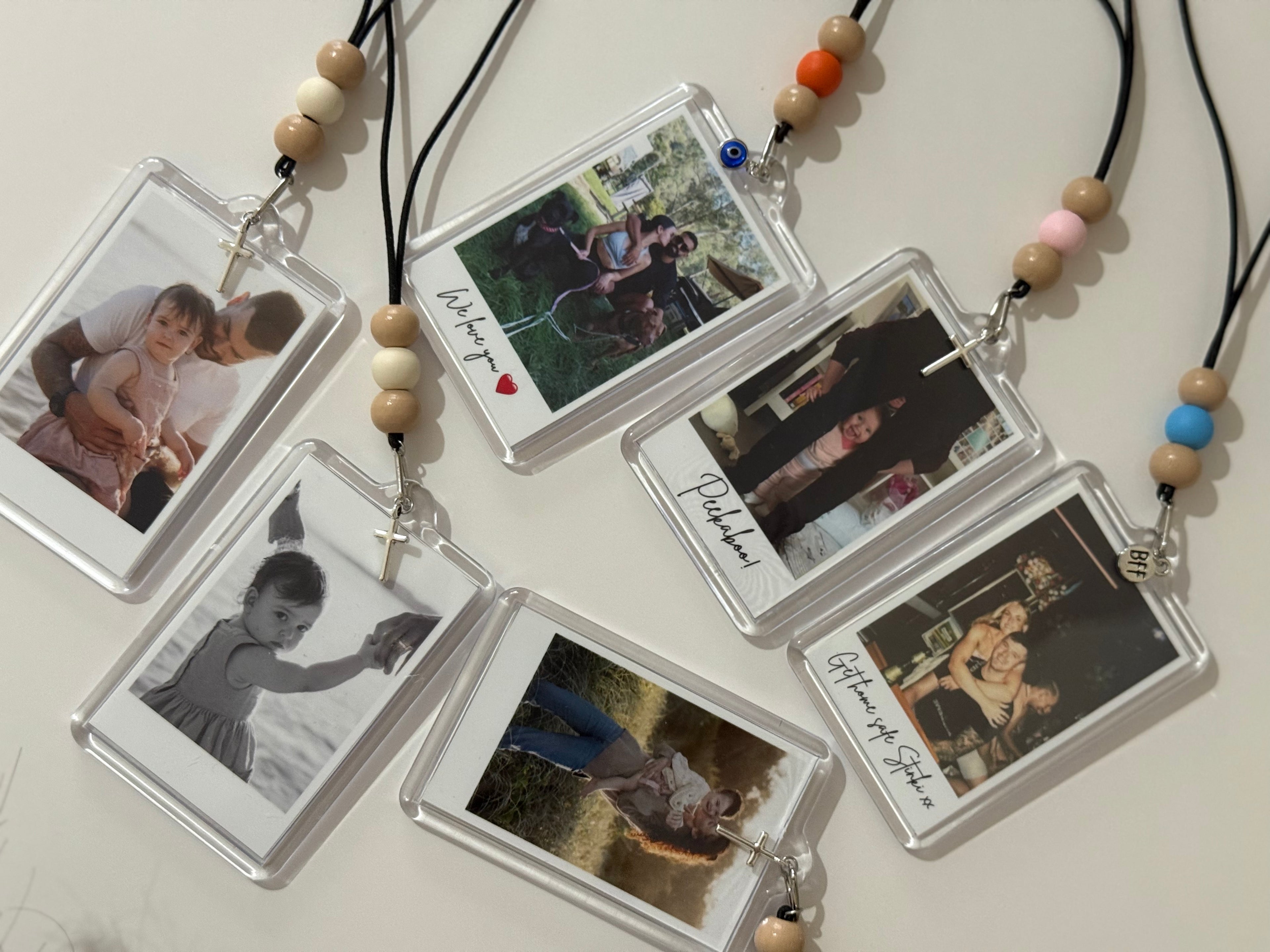 Custom Polaroid Rearview Mirror Photo Hanger with Personalized Text
