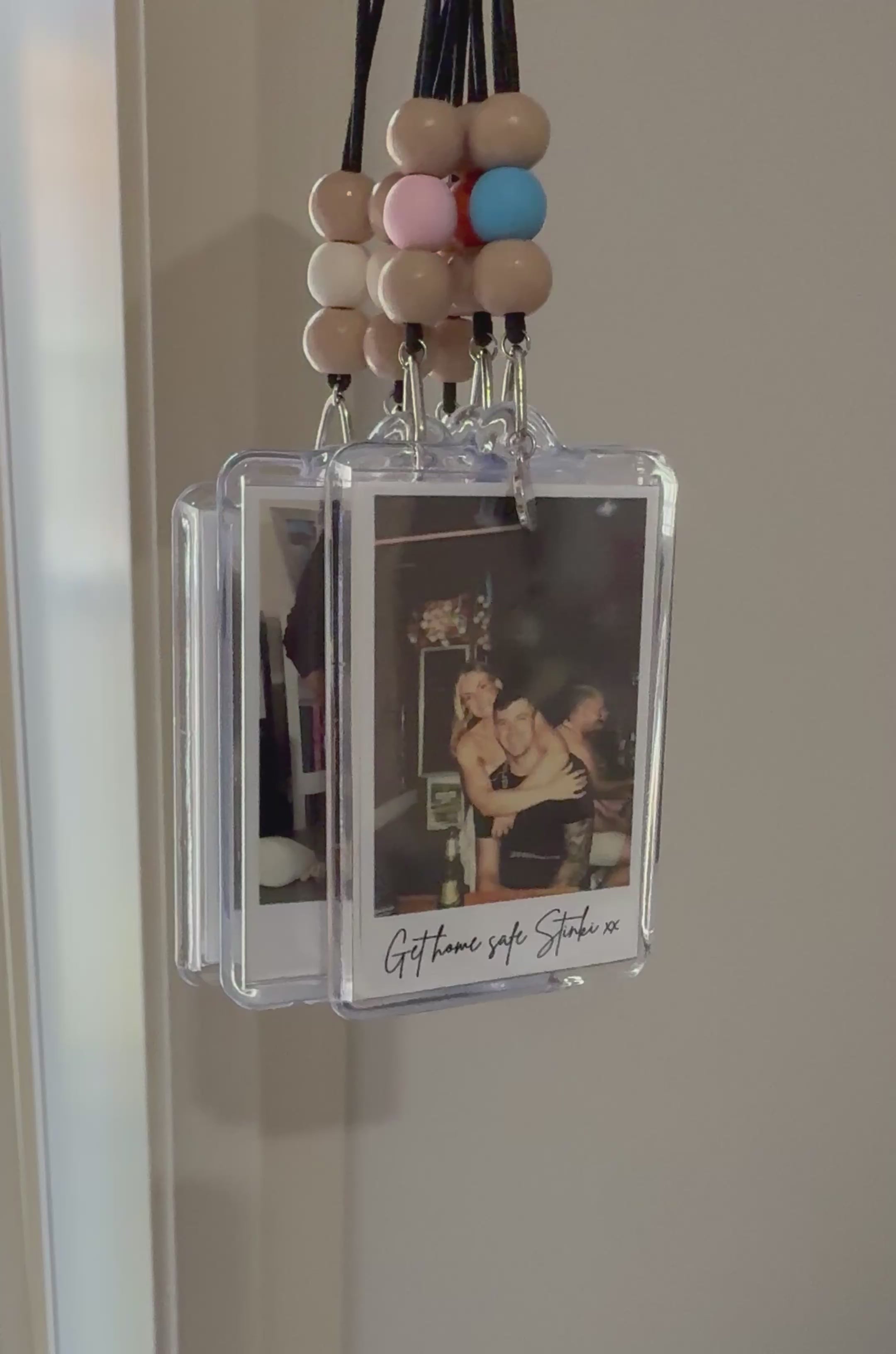 Custom Polaroid Rearview Mirror Photo Hanger with Personalized Text